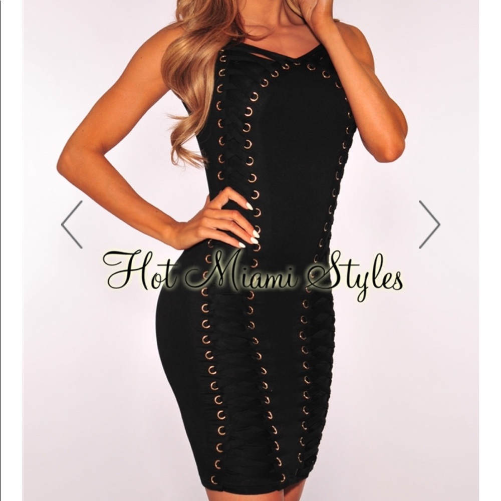 Black Lace Up Dress